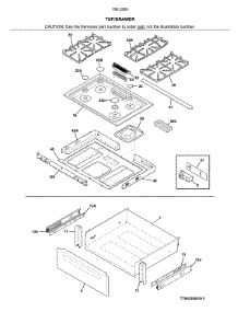 Top / Drawer parts for Kenmore Range 790.32609319 (79032609319, 790 32609319) from AppliancePartsPros.com