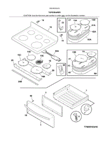 Top / Drawer parts for Kenmore Range 790.95103415 (79095103415, 790 95103415) from AppliancePartsPros.com