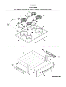 Top / Drawer parts for Kenmore Range 790.42523319 (79042523319, 790 42523319) from AppliancePartsPros.com