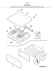 Top / Drawer parts for Kenmore Range 790.96182713 (79096182713, 790 96182713) from AppliancePartsPros.com