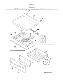 Top / Drawer parts for Kenmore Range 790.93013314 (79093013314, 790 93013314) from AppliancePartsPros.com
