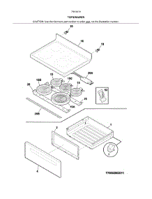 Top / Drawer parts for Kenmore Range 790.94199314 (79094199314, 790 94199314) from AppliancePartsPros.com