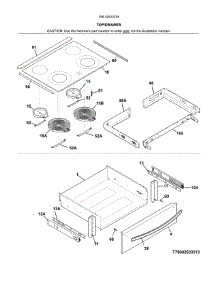Top / Drawer parts for Kenmore Range 790.42533316 (79042533316, 790 42533316) from AppliancePartsPros.com
