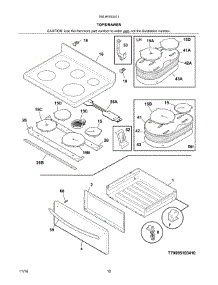 Top / Drawer parts for Kenmore Range 790.95103411 (79095103411, 790 95103411) from AppliancePartsPros.com