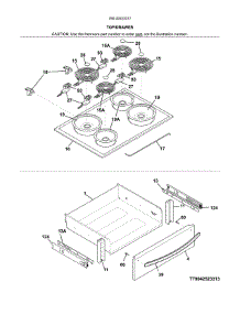 Top / Drawer parts for Kenmore Range 790.42523317 (79042523317, 790 42523317) from AppliancePartsPros.com