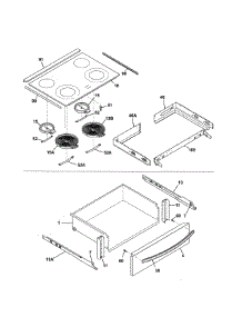 Top / Drawer parts for Kenmore Range 790.42533311 (79042533311, 790 42533311) from AppliancePartsPros.com