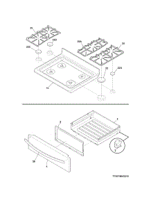 Top / Drawer parts for Kenmore Range 790.74043310 (79074043310, 790 74043310) from AppliancePartsPros.com