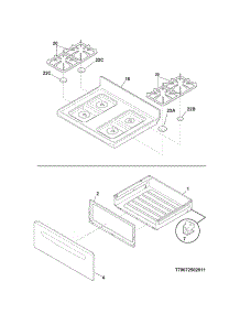 Top / Drawer parts for Kenmore Range 790.74039310 (79074039310, 790 74039310) from AppliancePartsPros.com