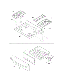 Top / Drawer parts for Kenmore Range 790.72603013 (79072603013, 790 72603013) from AppliancePartsPros.com