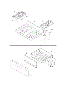 Top / Drawer parts for Kenmore Range 790.72309012 (79072309012, 790 72309012) from AppliancePartsPros.com