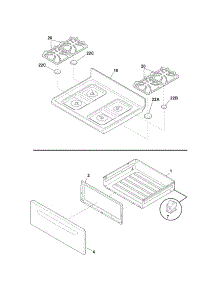 Top / Drawer parts for Kenmore Range 790.72408014 (79072408014, 790 72408014) from AppliancePartsPros.com