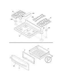 Top / Drawer parts for Kenmore Range 790.72713210 (79072713210, 790 72713210) from AppliancePartsPros.com
