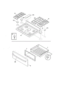 Top / Drawer parts for Kenmore Range 790.77463805 (79077463805, 790 77463805) from AppliancePartsPros.com