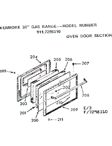 Oven Door Section parts for Kenmore Range 911.7298310 (9117298310, 911 7298310) from AppliancePartsPros.com