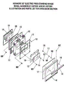 Oven Door Section parts for Kenmore Range 911.9372991 (9119372991, 911 9372991) from AppliancePartsPros.com