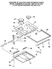 Main Top Section parts for Kenmore Range 911.9372991 (9119372991, 911 9372991) from AppliancePartsPros.com