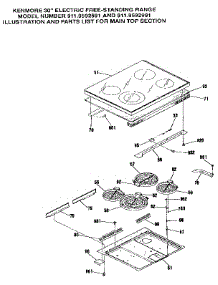 Main Top Section parts for Kenmore Range 911.9592591 (9119592591, 911 9592591) from AppliancePartsPros.com