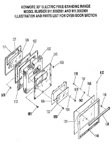 Oven Door Section parts for Kenmore Range 911.9592591 (9119592591, 911 9592591) from AppliancePartsPros.com