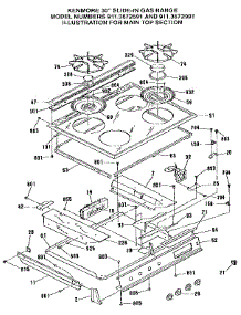 Main Top Section parts for Kenmore Range 911.3672991 (9113672991, 911 3672991) from AppliancePartsPros.com