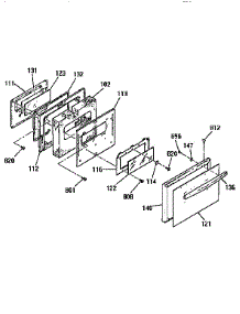Door Section parts for Kenmore Range 911.93451590 (91193451590, 911 93451590) from AppliancePartsPros.com