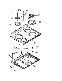 Main Top Section parts for Kenmore Range 911.93451590 (91193451590, 911 93451590) from AppliancePartsPros.com