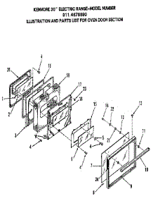 Oven Door Section parts for Kenmore Range 911.4678890 (9114678890, 911 4678890) from AppliancePartsPros.com