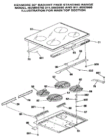 Main Top Section parts for Kenmore Range 911.9563590 (9119563590, 911 9563590) from AppliancePartsPros.com