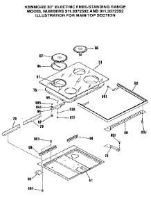 Main Top Section parts for Kenmore Range 911.9372592 (9119372592, 911 9372592) from AppliancePartsPros.com