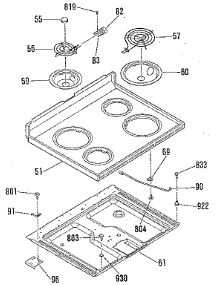 Main Top Section parts for Kenmore Range 911.9328813 (9119328813, 911 9328813) from AppliancePartsPros.com