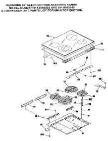Main Top Section parts for Kenmore Range 911.9592592 (9119592592, 911 9592592) from AppliancePartsPros.com