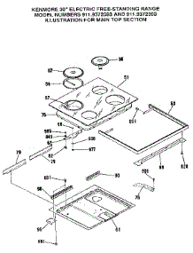 Main Top Section parts for Kenmore Range 911.9372593 (9119372593, 911 9372593) from AppliancePartsPros.com