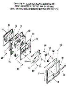 Oven Door Section parts for Kenmore Range 911.9372593 (9119372593, 911 9372593) from AppliancePartsPros.com