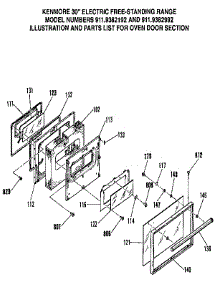 Oven Door Section parts for Kenmore Range 911.9382992 (9119382992, 911 9382992) from AppliancePartsPros.com