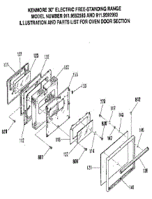 Oven Door Section parts for Kenmore Range 911.9592593 (9119592593, 911 9592593) from AppliancePartsPros.com