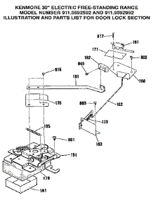 Door Lock Section parts for Kenmore Range 911.9592992 (9119592992, 911 9592992) from AppliancePartsPros.com