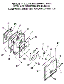 Oven Door Section parts for Kenmore Range 911.9592594 (9119592594, 911 9592594) from AppliancePartsPros.com