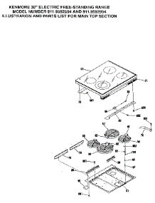 Main Top Section parts for Kenmore Range 911.9592594 (9119592594, 911 9592594) from AppliancePartsPros.com