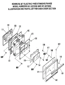 Oven Door Section parts for Kenmore Range 911.9372992 (9119372992, 911 9372992) from AppliancePartsPros.com