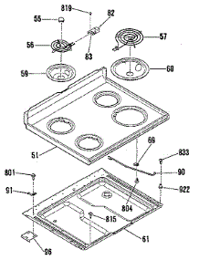 Main Top Section parts for Kenmore Range 911.6248813 (9116248813, 911 6248813) from AppliancePartsPros.com