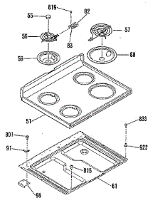 Main Top Section parts for Kenmore Range 911.6008913 (9116008913, 911 6008913) from AppliancePartsPros.com