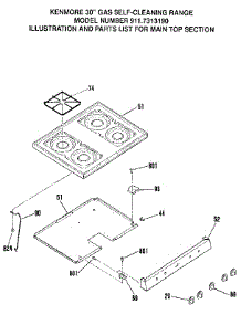 Main Top Section parts for Kenmore Range 911.7313190 (9117313190, 911 7313190) from AppliancePartsPros.com