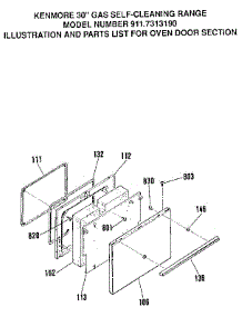 Oven Door Section parts for Kenmore Range 911.7313190 (9117313190, 911 7313190) from AppliancePartsPros.com
