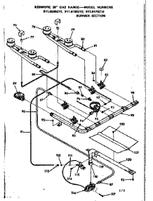 Burner Section parts for Kenmore Range 911.6098210 (9116098210, 911 6098210) from AppliancePartsPros.com