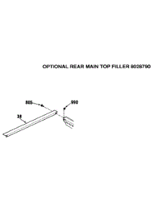 Optional Rear Main Top Filler 8028790 parts for Kenmore Range 911.4672990 (9114672990, 911 4672990) from AppliancePartsPros.com