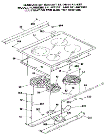 Main Top Section parts for Kenmore Range 911.4672591 (9114672591, 911 4672591) from AppliancePartsPros.com