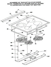 Main Top Section parts for Kenmore Range 911.4672590 (9114672590, 911 4672590) from AppliancePartsPros.com