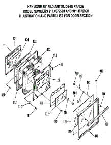 Door Section parts for Kenmore Range 911.4672590 (9114672590, 911 4672590) from AppliancePartsPros.com