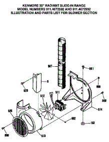 Blower Section parts for Kenmore Range 911.4672992 (9114672992, 911 4672992) from AppliancePartsPros.com