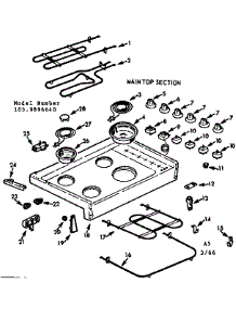 Main Top Section parts for Kenmore Range 103.9896640 (1039896640, 103 9896640) from AppliancePartsPros.com