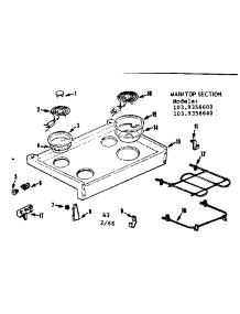 Main Top Section parts for Kenmore Range 103.9356640 (1039356640, 103 9356640) from AppliancePartsPros.com